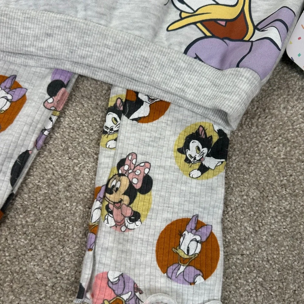 Disney Baby Toddler 18M 3pc Set Gray Minnie Daisy Figaro Sweatshirt Leggings Bow